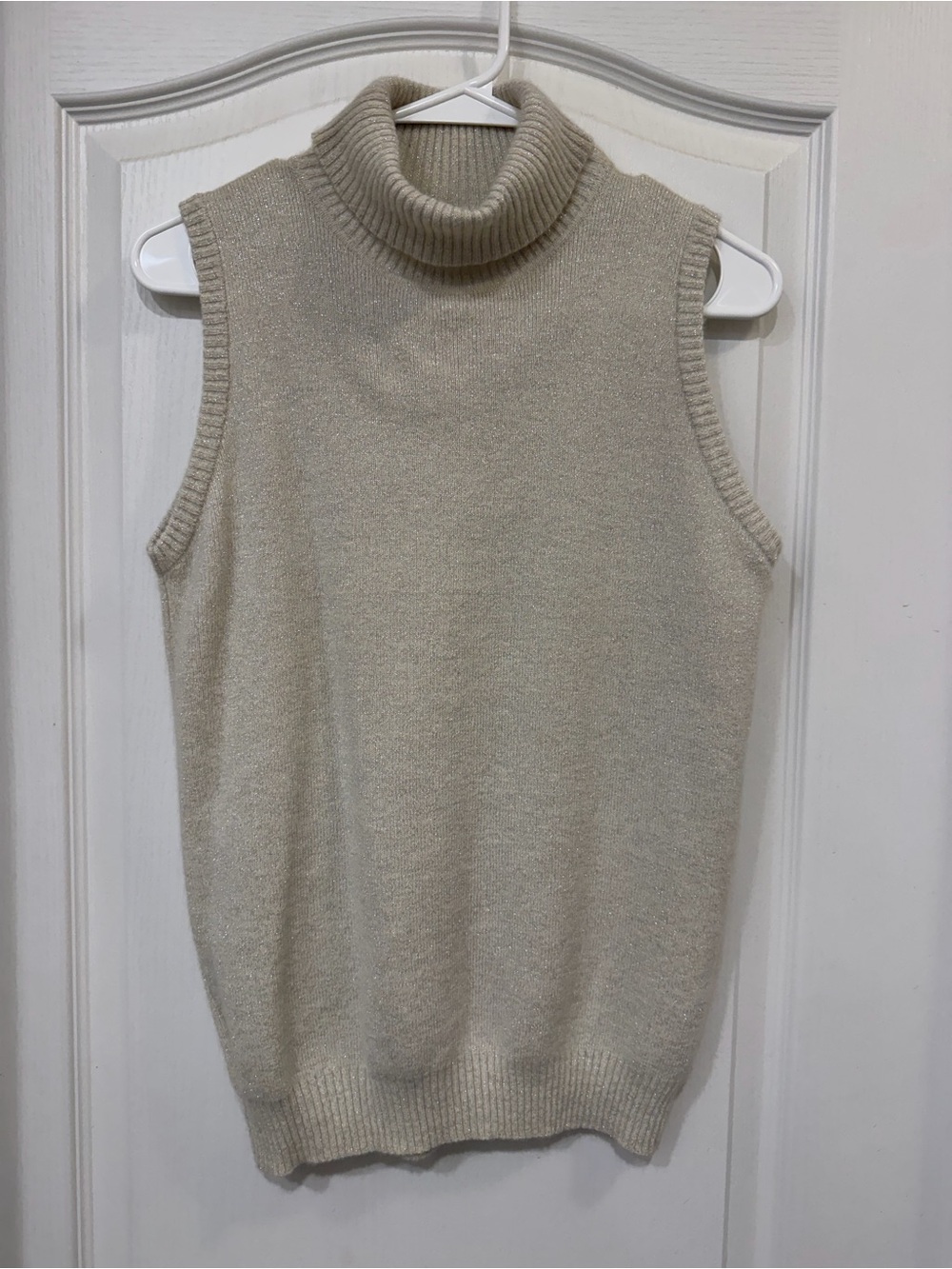 Vintage Vogue Alley Angora Lambswool Metallic Turtleneck Sweater Vest S